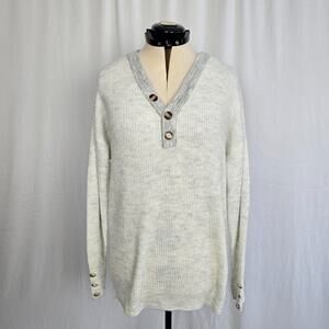 Pullover Knit Sweater Women's XL *** White Gray Heather